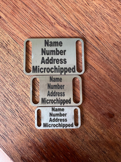 Slide on name tag to suit 16mm collar.